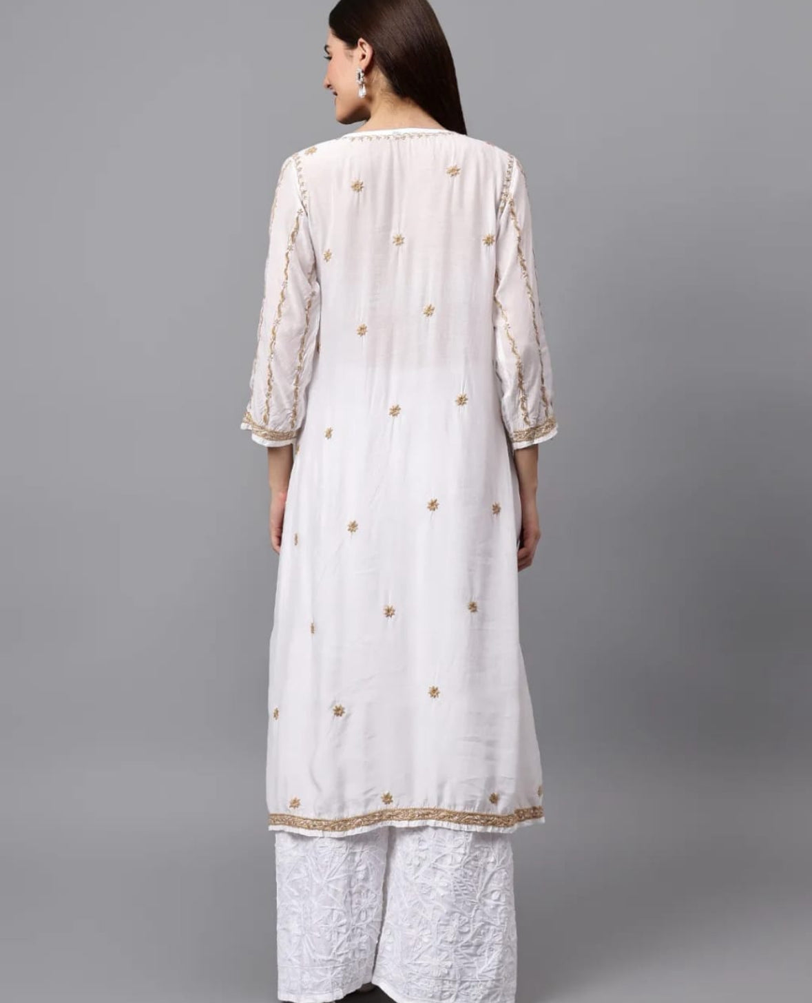 Lucknowi Chikankari Pure Muslin Angarkha gown
